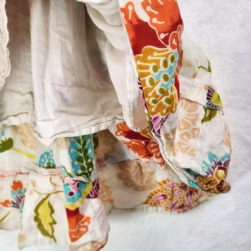 Life Style Womens Floral 100% Cotton Maxi Skirt Petite Medium PM Boho Deco India